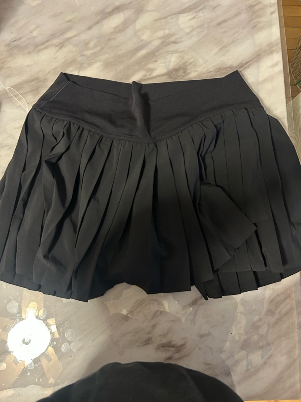 aerie Black Pleated Midi Skirt
